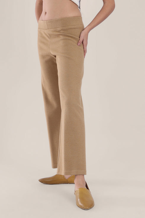 Straight leg pants with elastic waistband